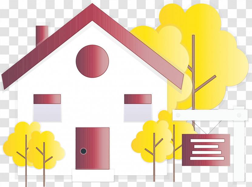 Line Yellow House Sign Transparent PNG