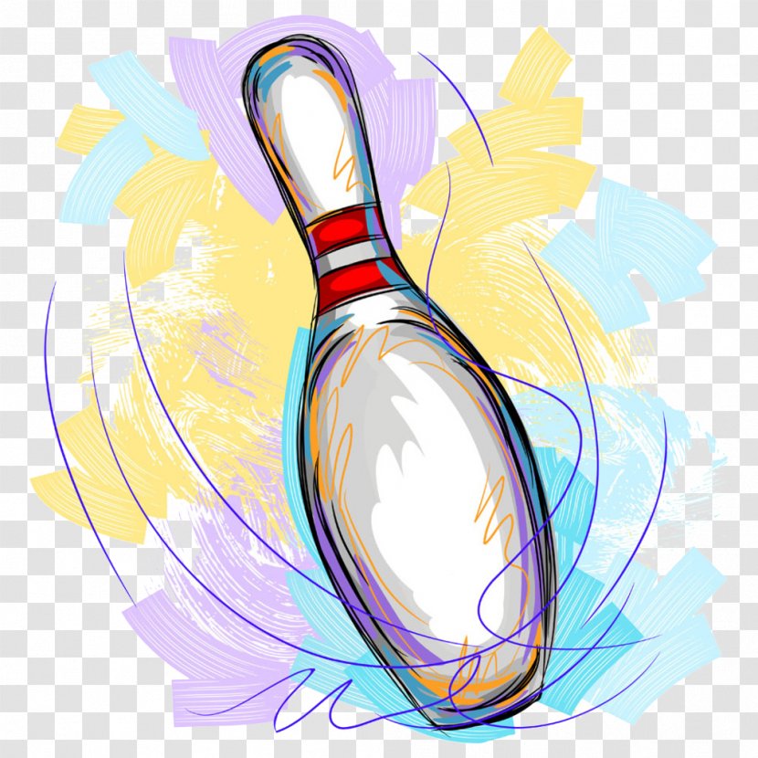 Ten-pin Bowling Illustration - Tenpin - Painted Transparent PNG