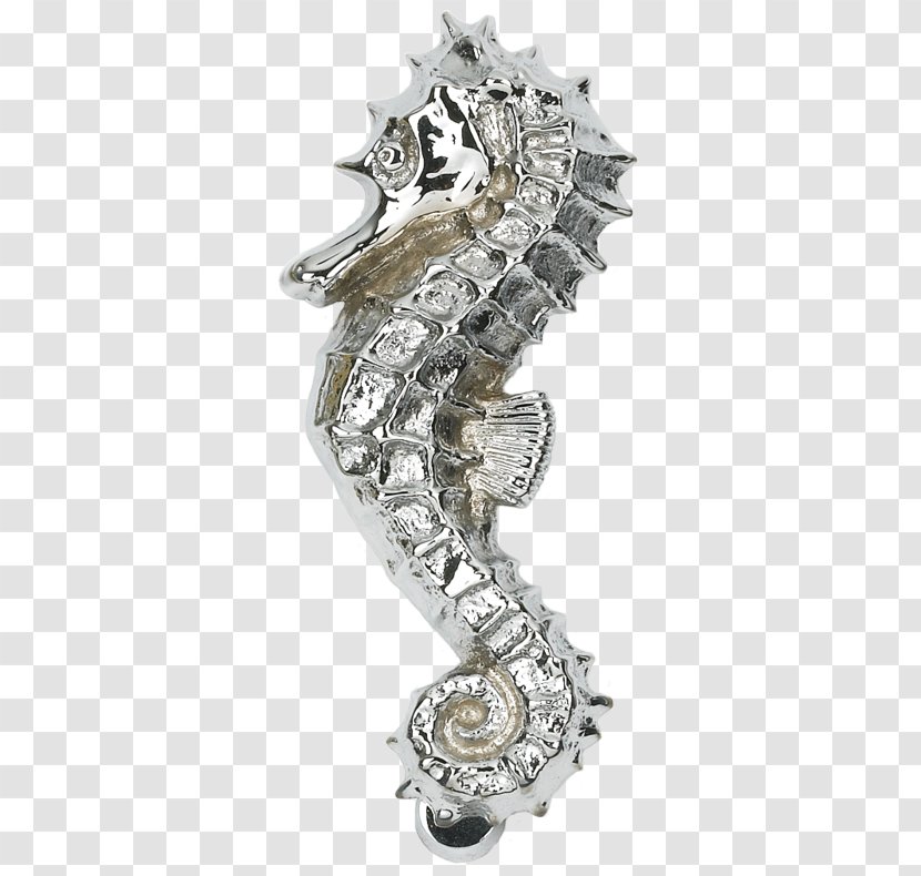 Seahorse Silver Body Jewellery Brooch - Door Knocker Transparent PNG