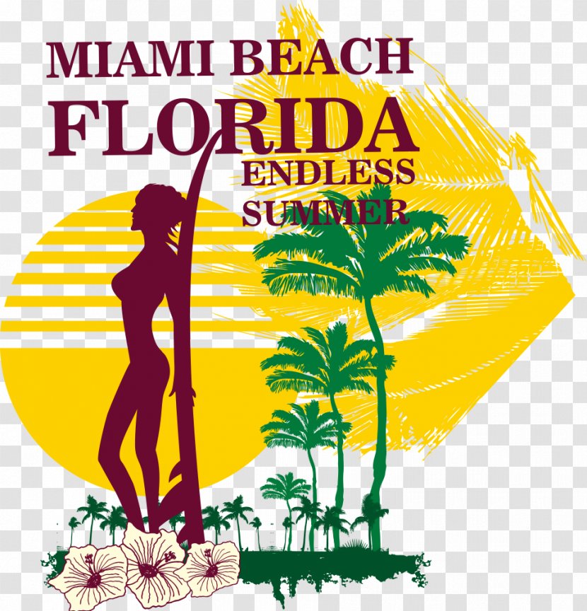 South Beach Miami Royalty-free Clip Art - Tree - Woman And Palm Flowers Transparent PNG