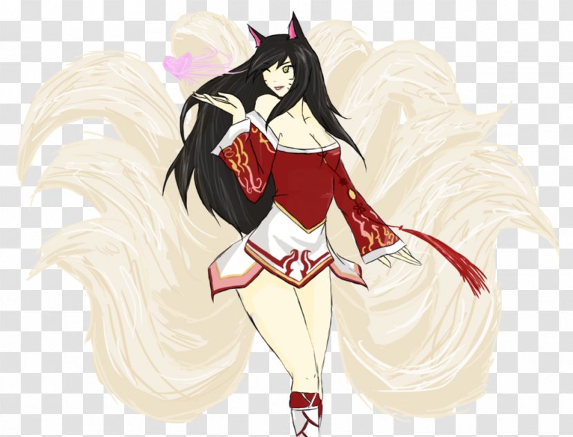 League Of Legends Ahri Art Akali Drawing - Silhouette - Nine Tailed Fox Transparent PNG