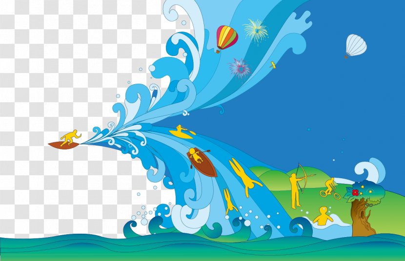 Cartoon Horse Illustration - Sky - Wave Transparent PNG