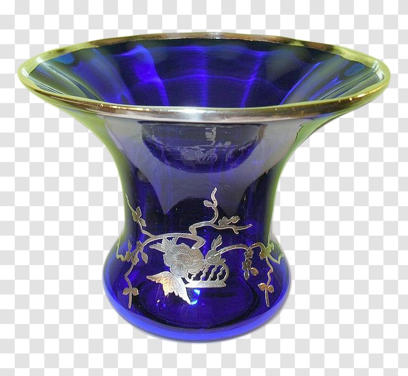 Cobalt Blue Glass Vase Flow - Silver Overlay - Ball Transparent PNG