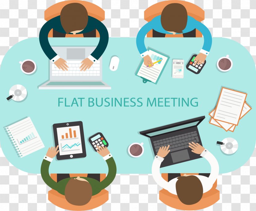 Meeting Flat Design - Four Business Meetings Transparent PNG