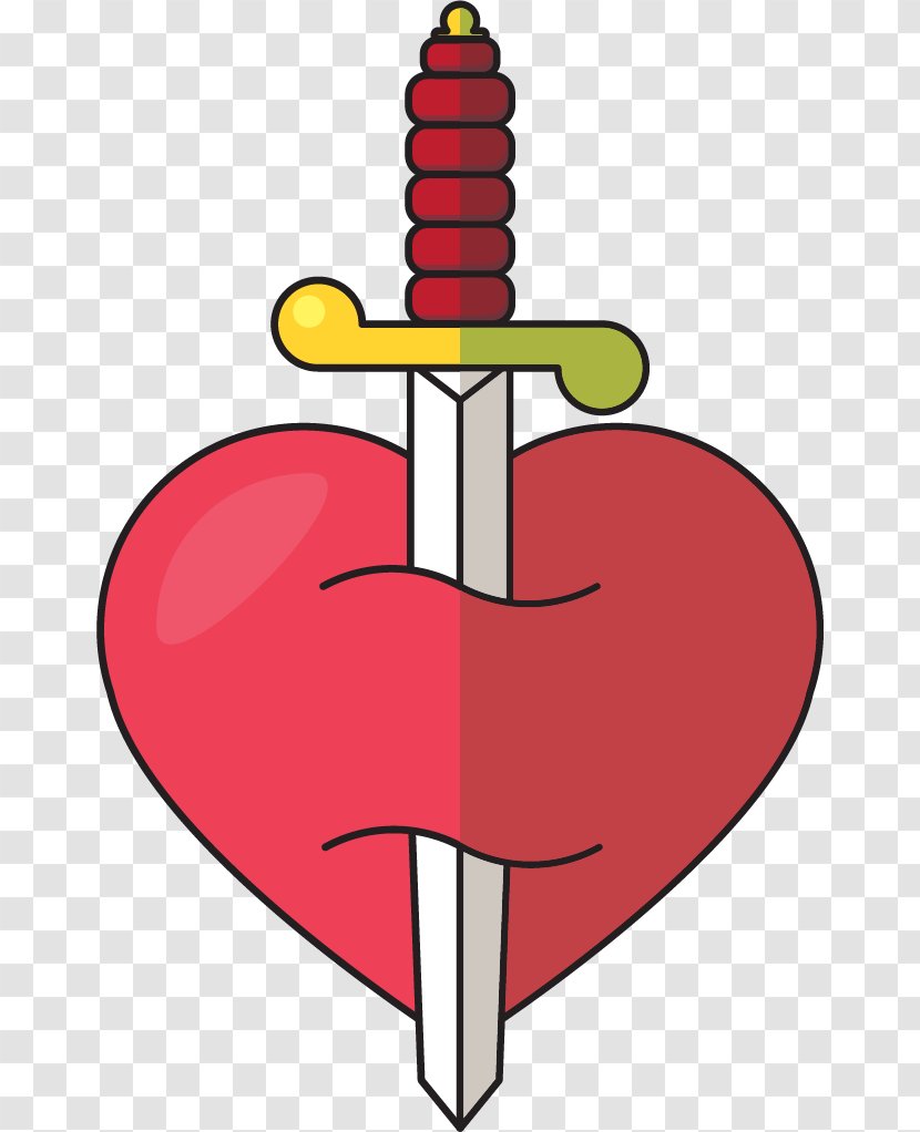 Sword Euclidean Vector Clip Art - Cartoon - Hand-drawn Piercing The Heart Transparent PNG