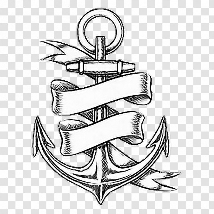 Sailor Tattoos Anchor Ribbon Vector Graphics - Drawing Illustration Sketch Transparent PNG