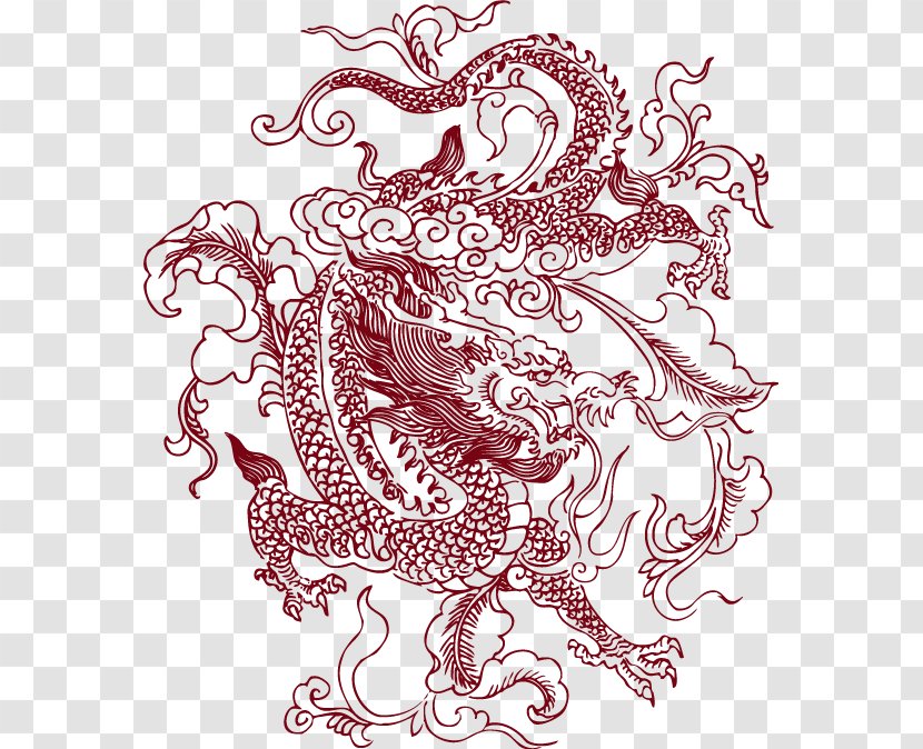 Tattoo Sticker Decal Dragon - Flower - With A Pattern Vector Transparent PNG