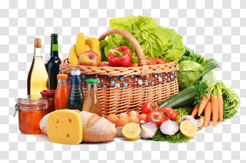 Grocery Store Health Food Supermarket Vegetarian Cuisine - Shopping Basket Of Fruits And Vegetables Transparent PNG