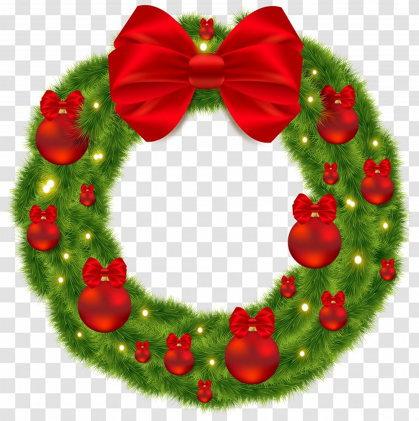 Santa Claus Christmas Icon Computer File - Crown - Pine Wreath With Red Bow And Balls Image Transparent PNG