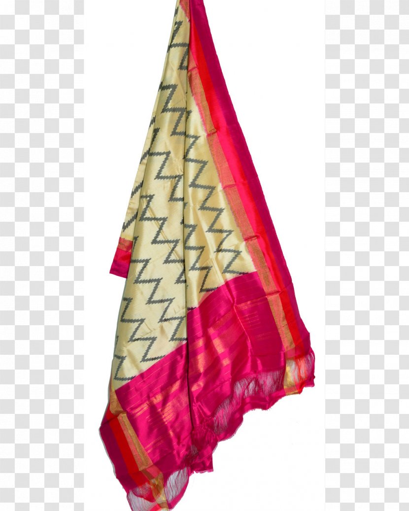 Silk Ikat Pochampally Saree Dupatta Handloom - Magenta Transparent PNG