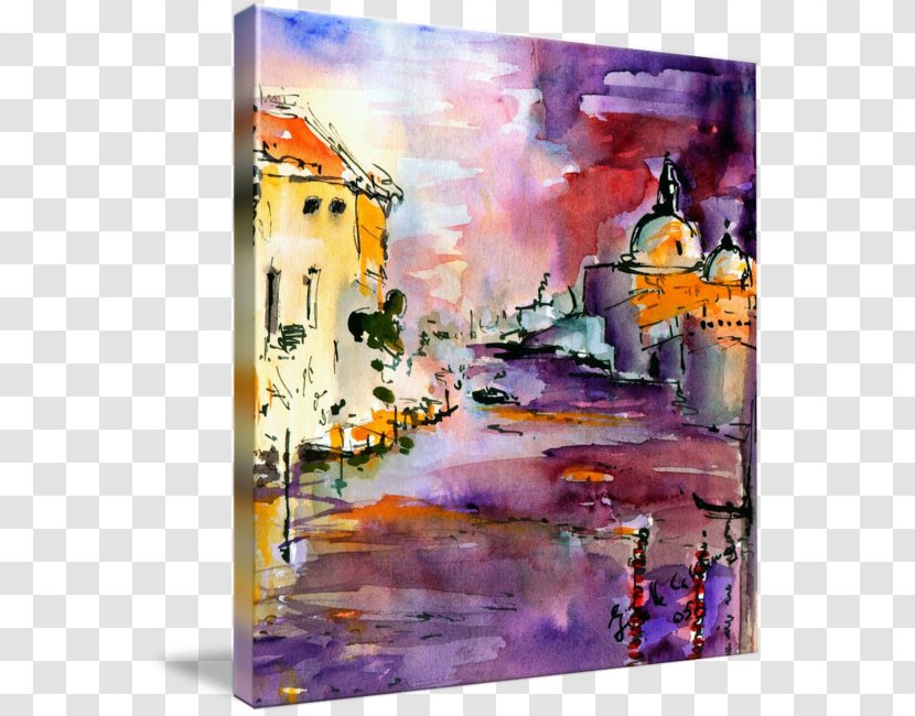 Grand Canal Watercolor Painting Canale, Piedmont Modern Art - Still Life - Artwork Transparent PNG