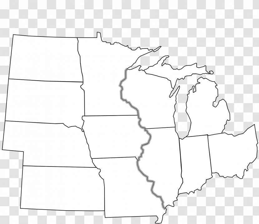 Midwestern United States Blank Map Northeastern - Monochrome Photography Transparent PNG