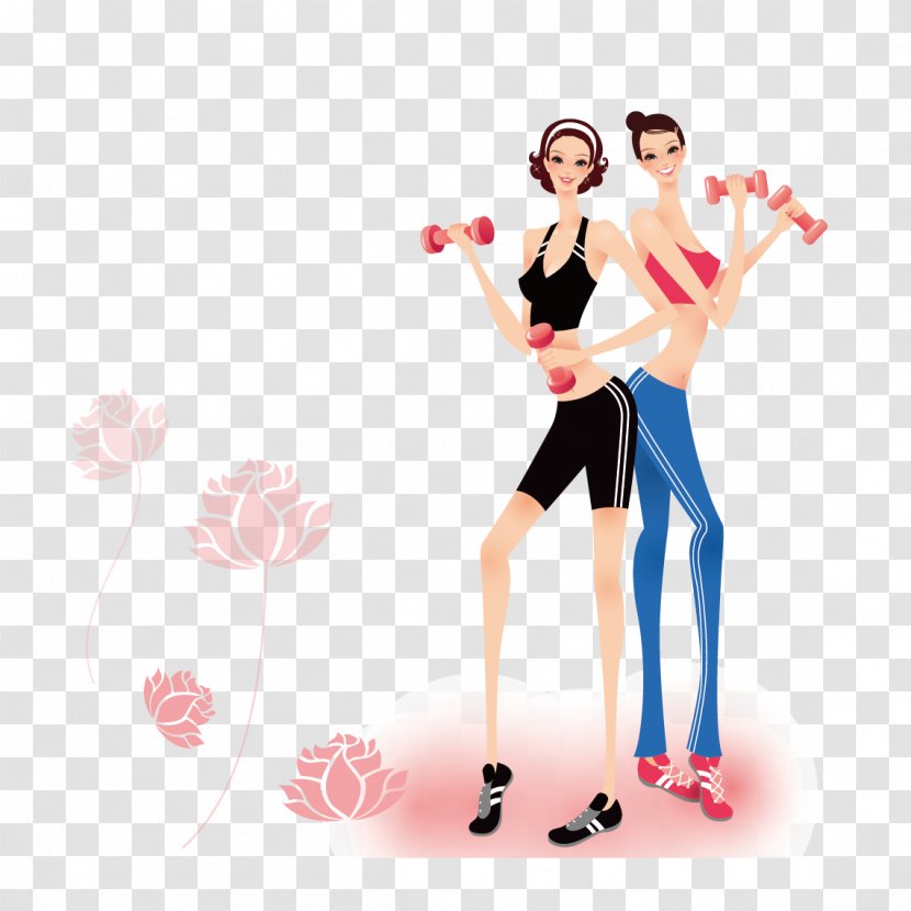 Fashion Cartoon Illustration - Flower - Anti-aging Gymnastics Transparent PNG