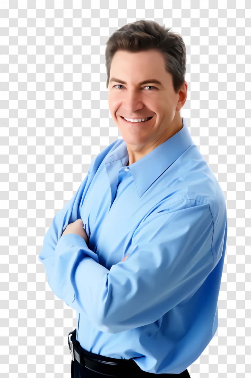 Blue Arm Male Sleeve Smile - Business Dress Shirt Transparent PNG