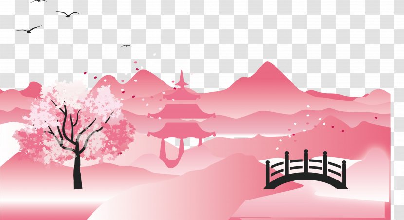 Mount Fuji Graphic Design Cherry Blossom - Blossoms Transparent PNG