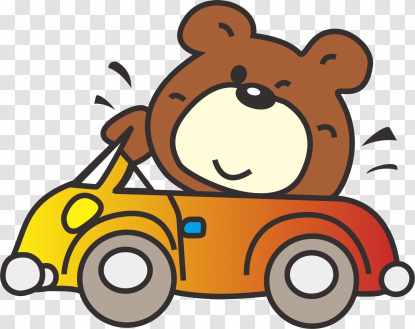 Bear Car Clip Art - Watercolor - The Little Driving Transparent PNG