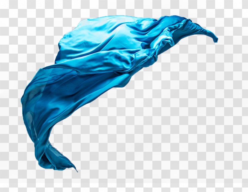 Blue Satin Textile Silk - Flying In The Air Of Shiny Transparent PNG