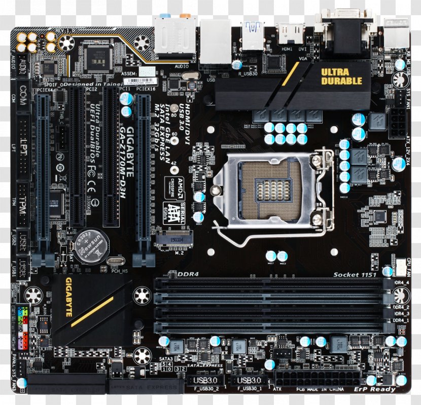 Motherboard LGA 1151 MicroATX Gigabyte Technology - Serial Ata - Power Socket Transparent PNG