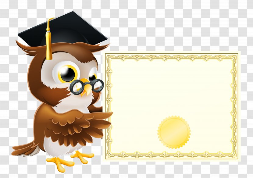 Owl School Clip Art - Bird Of Prey - With Diploma Clipart Picture Transparent PNG