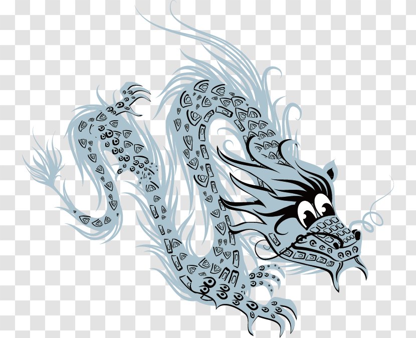 Blue Dragon Chinese - White Transparent PNG