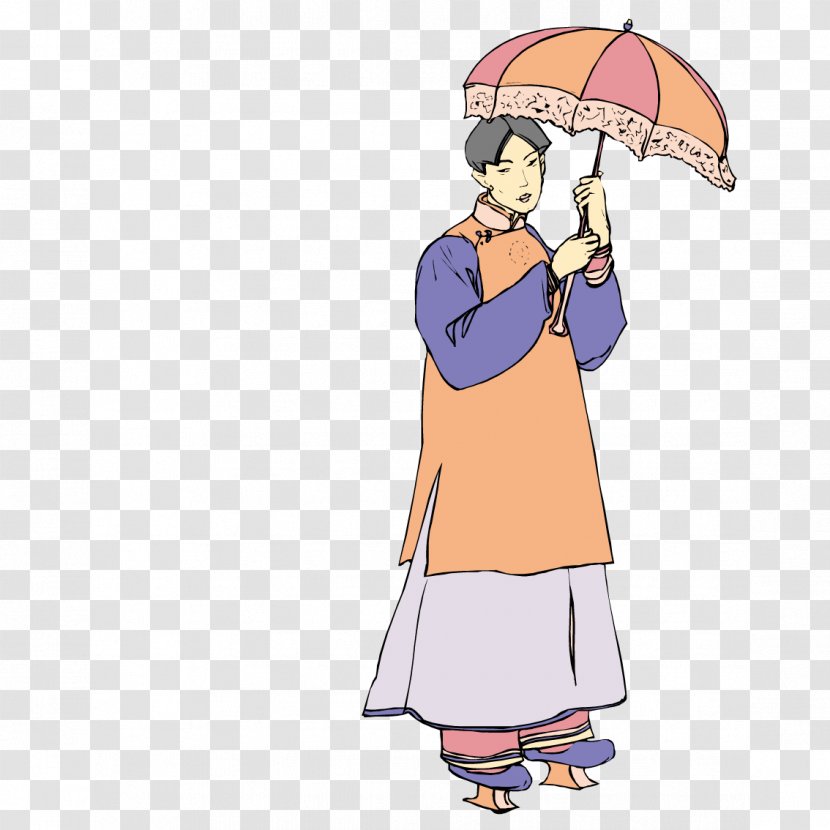 Japan T-shirt Umbrella Illustration - Silhouette - Umbrellas Japanese Men Wear Clogs Transparent PNG
