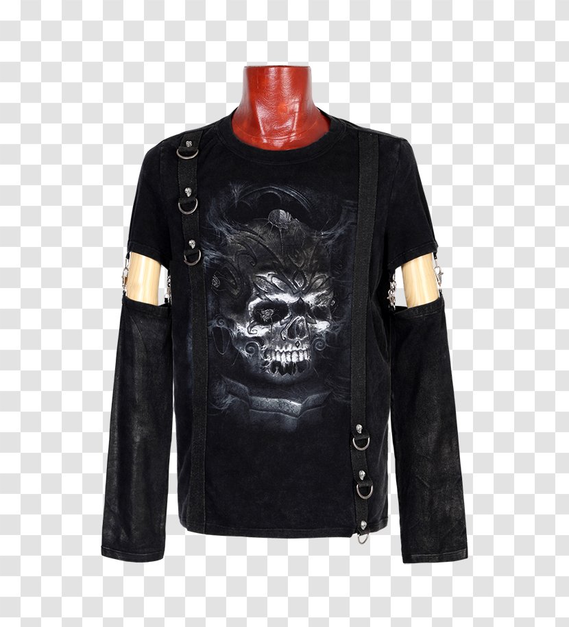 Bluza T-shirt Fashion Leather Jacket Wool - Gothic Pattern Transparent PNG