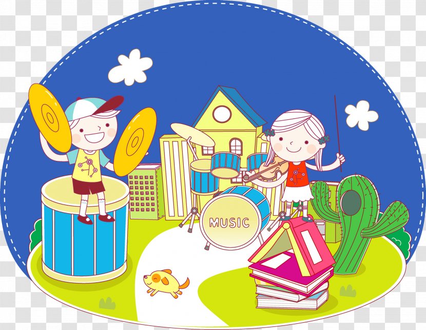 Musical Instrument Hand Drum Illustration - Watercolor - Children Playing Instruments Transparent PNG