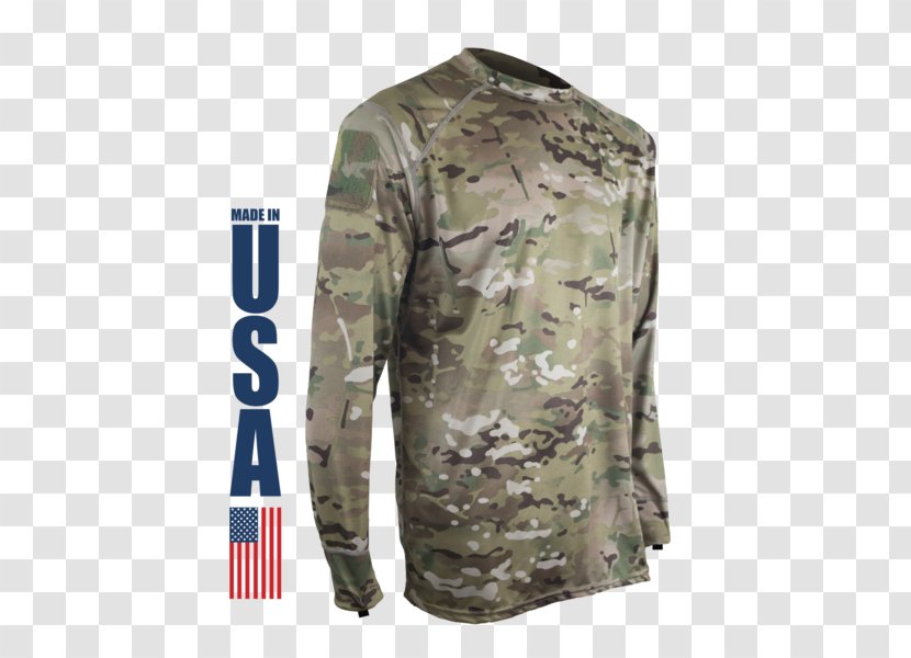 Long-sleeved T-shirt Military Camouflage MultiCam - Button Transparent PNG