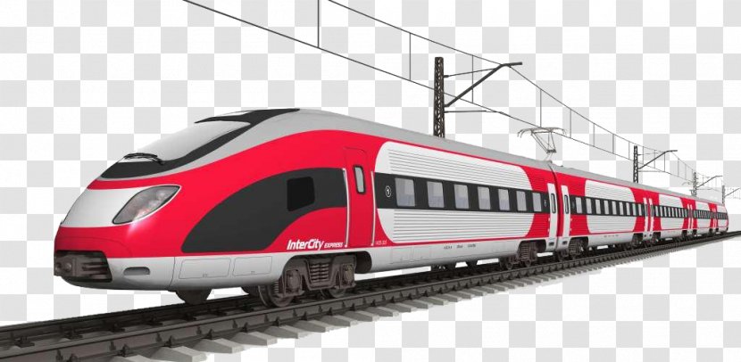 Train Rail Transport Track Locomotive High-speed - Station - With Red Trains On The Railway Transparent PNG