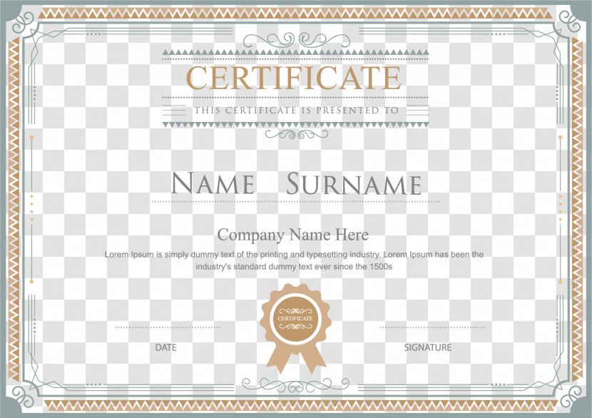 Academic Certificate Template Diploma Illustration - Border Transparent PNG