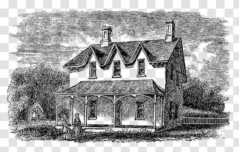 Black And White Monochrome Photography /m/02csf Drawing - Facade - Cottage Transparent PNG