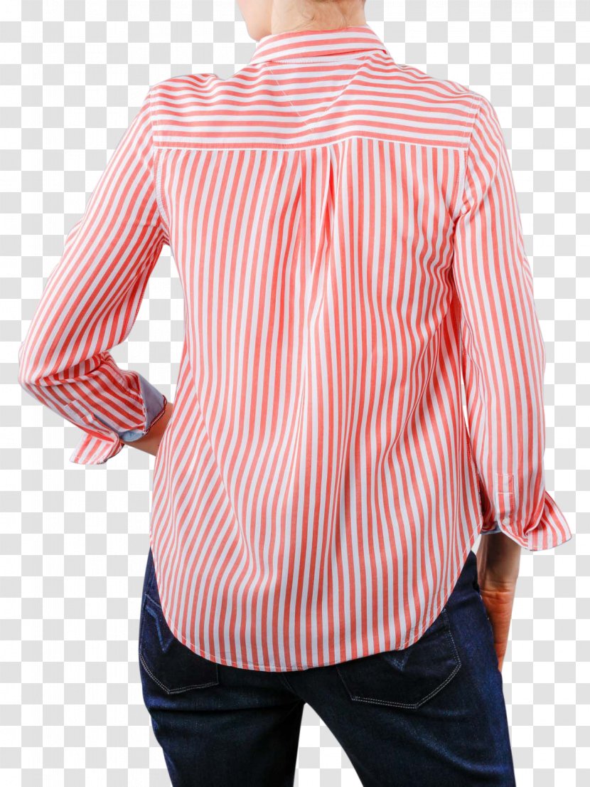 Blouse Dress Shirt Shoulder Collar Pink M - Red White Stripes Transparent PNG
