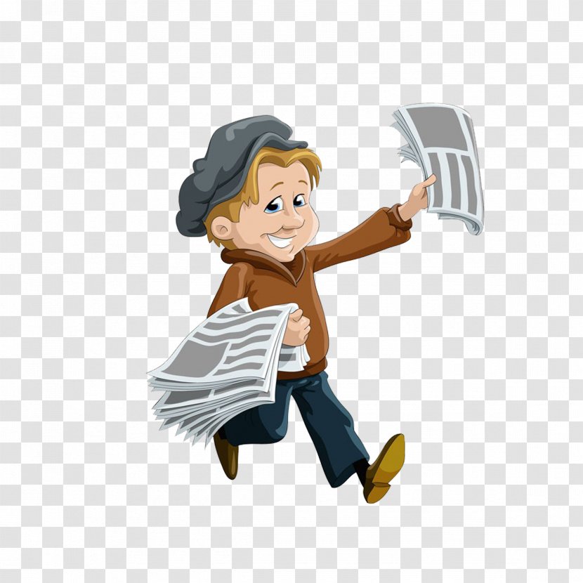 Newspaper Paperboy - Figurine - Boy Selling Newspapers Transparent PNG