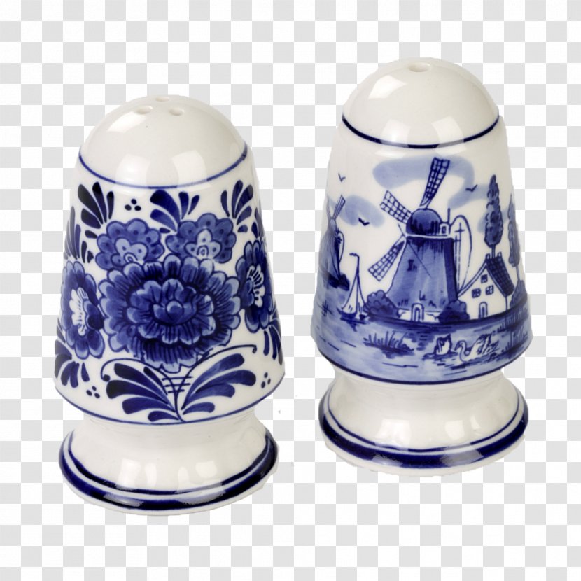 Porcelain Cobalt Blue Salt And Pepper Shakers White Pottery Tableware - Mushrooms Transparent PNG