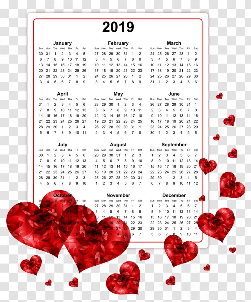 Download 2019 Printable Calendars. - Calendar Transparent PNG