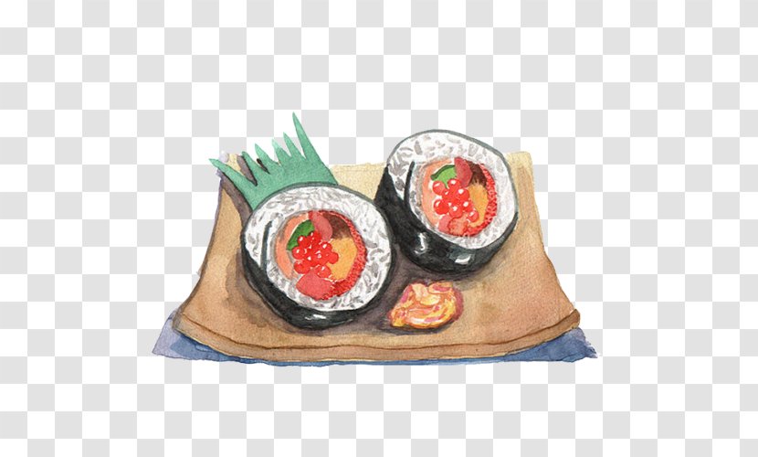 Sushi Gimbap Asian Cuisine Onigiri - Roe Material Picture Transparent PNG