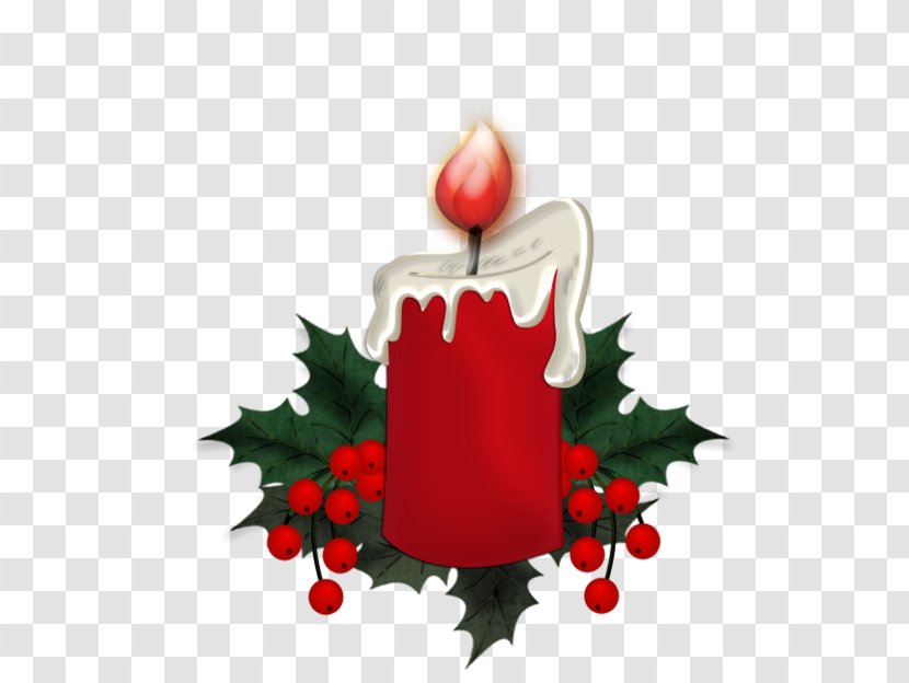Christmas Ornament Candle Clip Art - Holly - Red Candles Transparent PNG