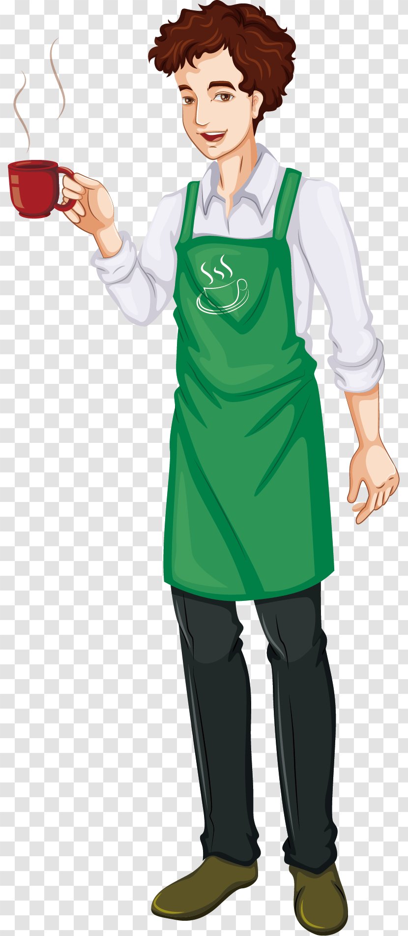 Cafe Drawing Waiter Illustration - Flower - The Man Who Pours Coffee Transparent PNG