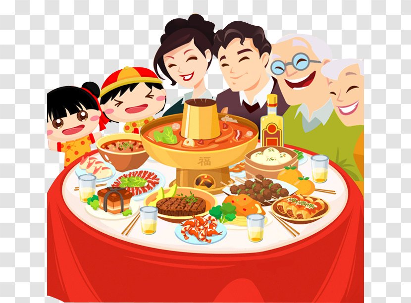 Wine Chinese New Year Reunion Dinner Family Food Transparent PNG
