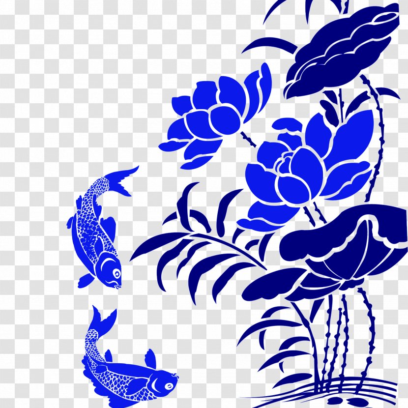 Blue And White Pottery Graphic Design Clip Art - Flower - Lotus Transparent PNG