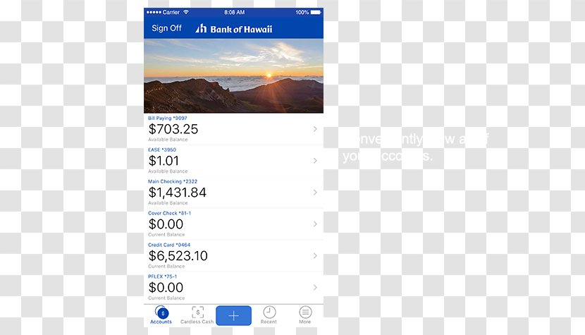 Bank Of Hawaii Mobile Banking IPhone - Transaction Account Transparent PNG