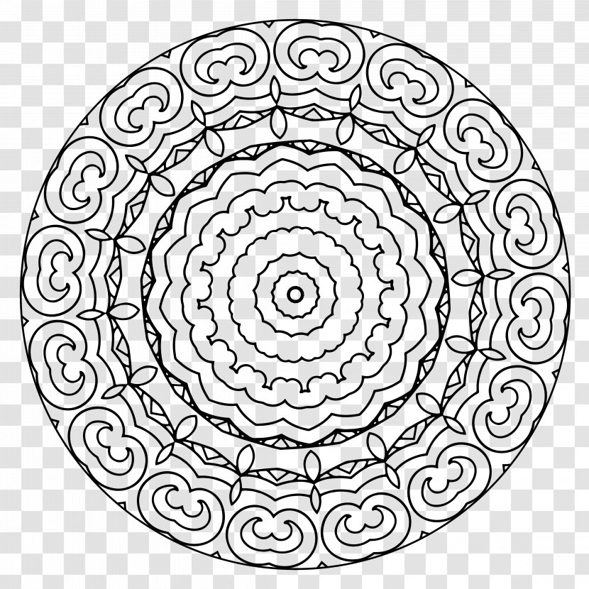 Circle Line Art Symmetry Point Pattern - Mandala Colour Transparent PNG