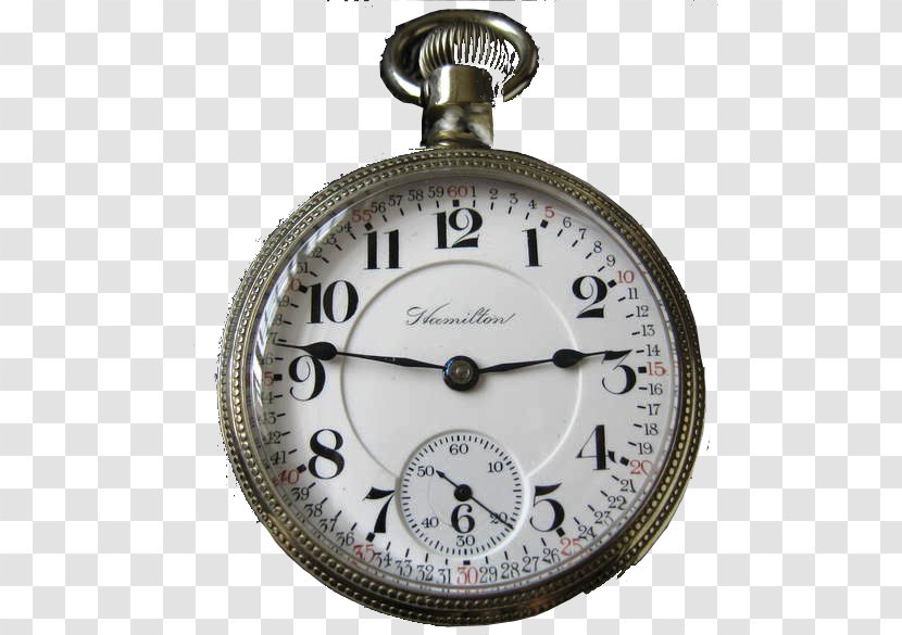 Rail Transport Pocket Watch Clock Silver Strap - Hamilton Company Transparent PNG