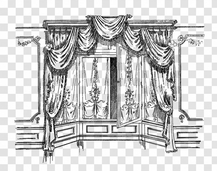 Drawing Monochrome /m/02csf Sketch - Structure - Curtains Transparent PNG
