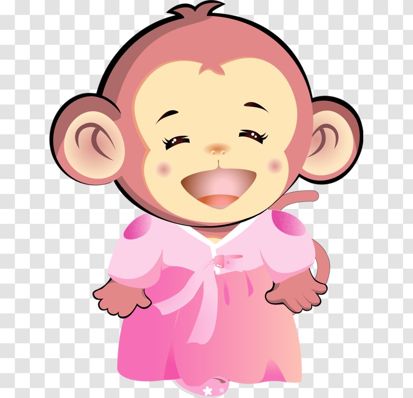 Monkey Cartoon Cuteness - Pink Transparent PNG