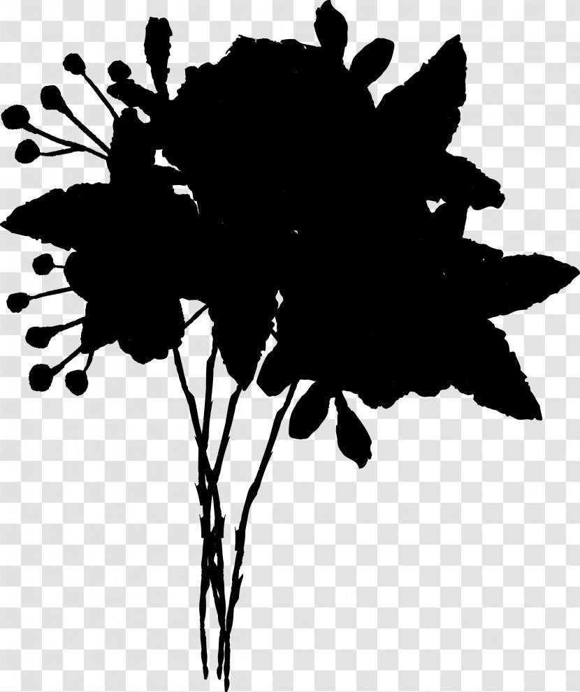 Flowering Plant Silhouette Font Leaf - Blackandwhite Transparent PNG