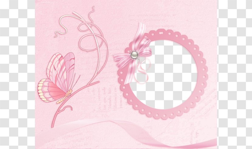 Illustration - Insect - Butterfly Pattern Pink Lace Border Transparent PNG