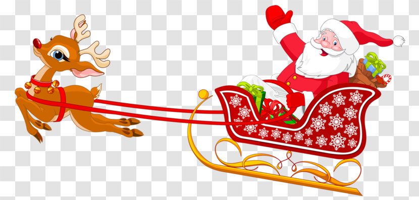 Santa Claus Reindeer Sled Clip Art - Food - Driving Transparent PNG