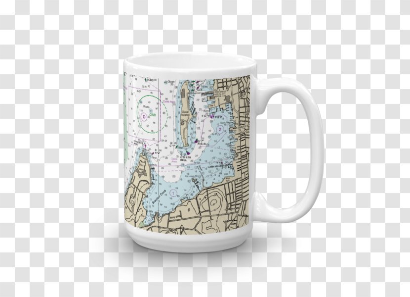 Coffee Cup Mug Nautical Chart Ceramic Porcelain - 3 Mockup Transparent PNG