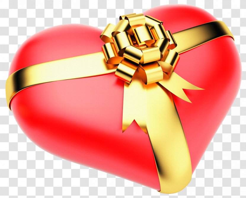 Heart Gift Valentine's Day Clip Art - Love - Gold Transparent PNG